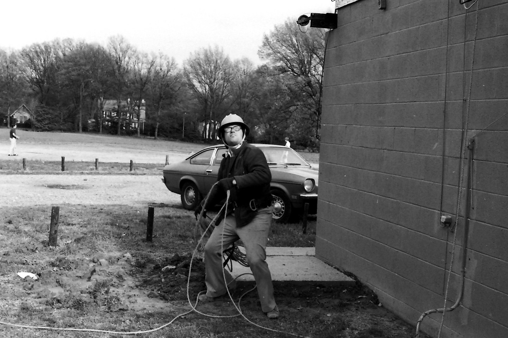 George McClintock WLYX Tower Construction April 1975